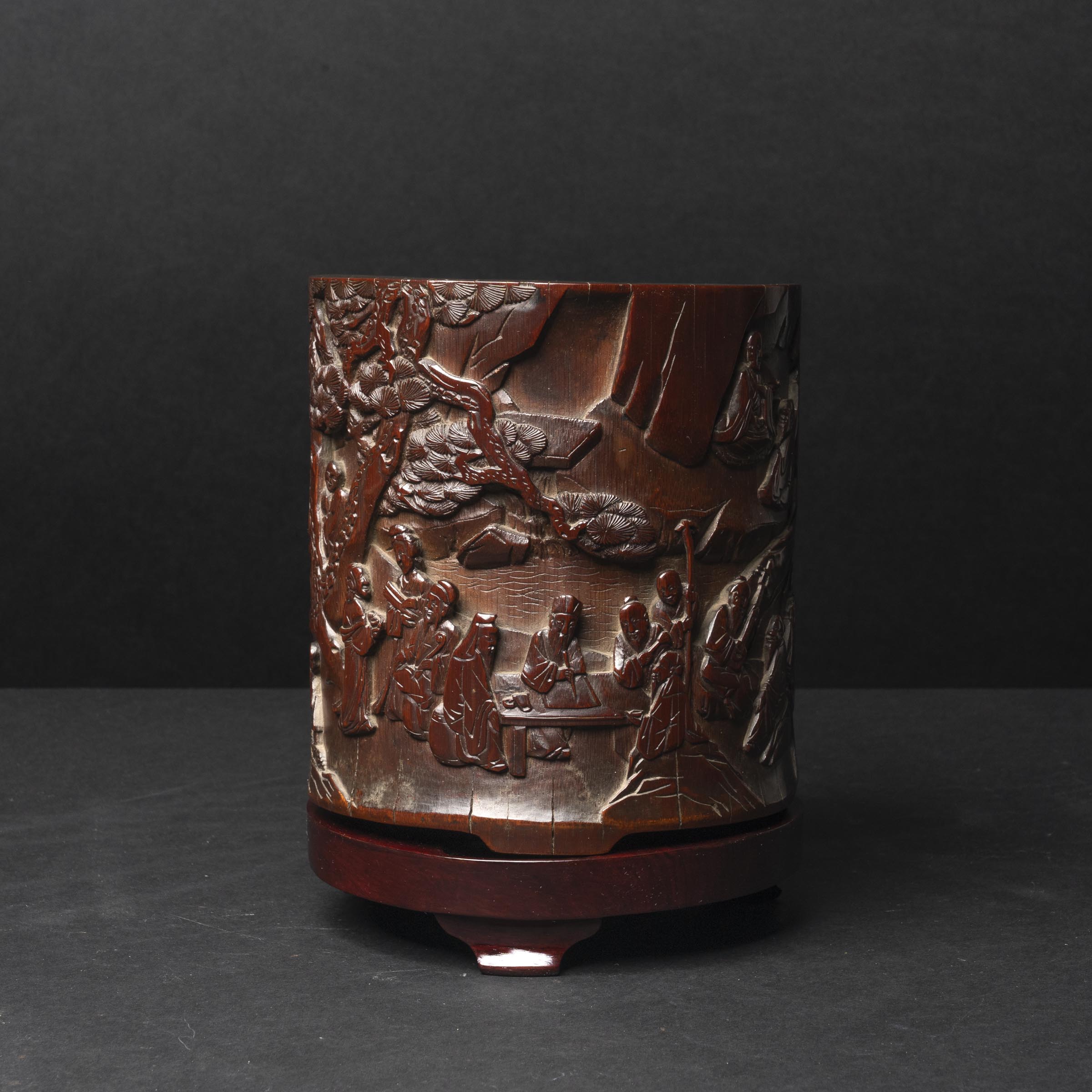 Appraisal: A Carved Bamboo 'Scholars' Brush Pot th Century height in