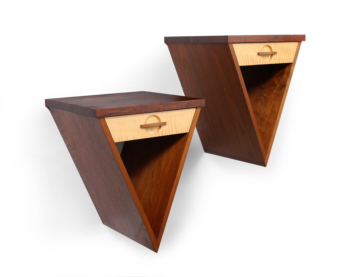 Appraisal: PAIR SEAN MCKENZIE ''V'' NIGHTSTANDS Unique hanging wall nightstands in