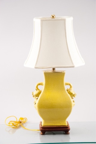 Appraisal: Yellow Ceramic Asian Lamp H