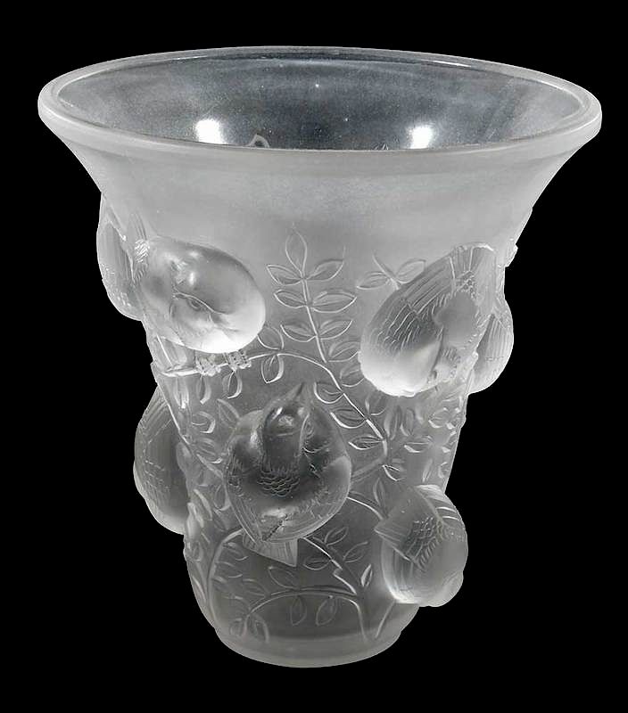 Appraisal: R Lalique Saint-Francois Frosted Vase model introduced model number acid