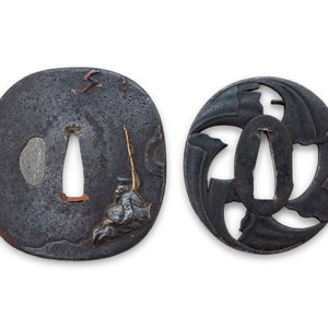 Appraisal: Two Japanese Iron Tsuba EDO PERIOD TH- TH CENTURY the