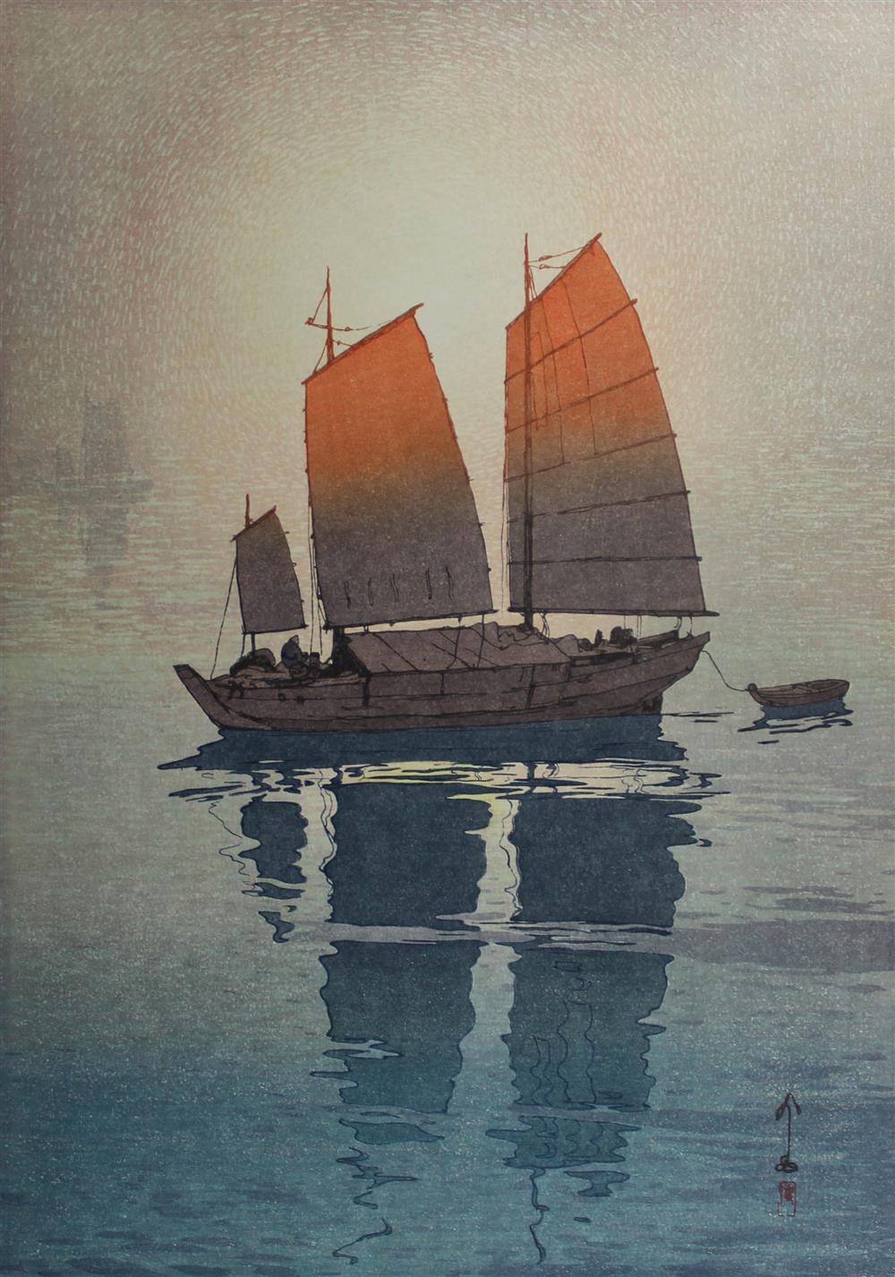 Appraisal: HIROSHI YOSHIDA - SAILING BOATS - MORNING Dai oban tate-e