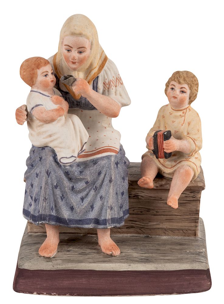 Appraisal: A RUSSIAN PORCELAIN FIGURE OF A PEASANT WOMAN WITH TWO