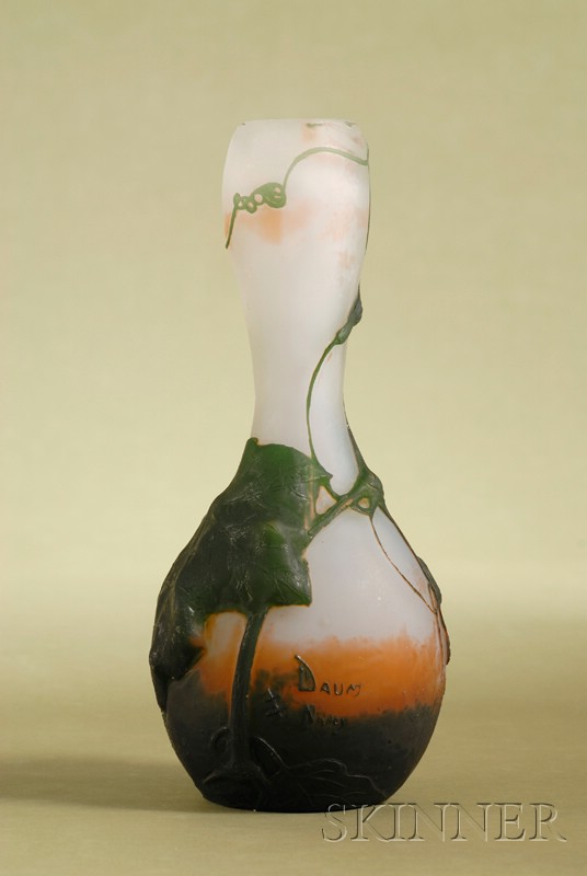 Appraisal: Daum Nancy Carved Cameo Glass Vase early th century frosted