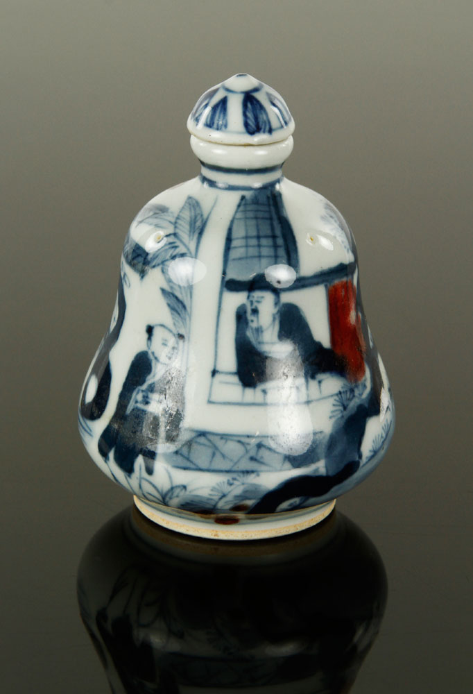 Appraisal: - Chinese Snuff Bottle Blue red and white snuff bottle