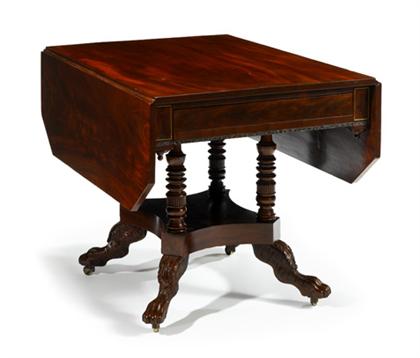 Appraisal: Classical brass-inlaid mahogany breakfast table new york attributed to duncan