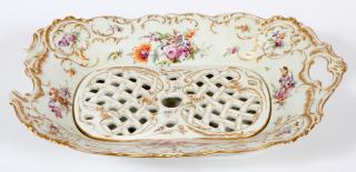 Appraisal: DRESDEN PLATTER W DRAIN DRESDEN PLATTER WITH DRAIN AS IS