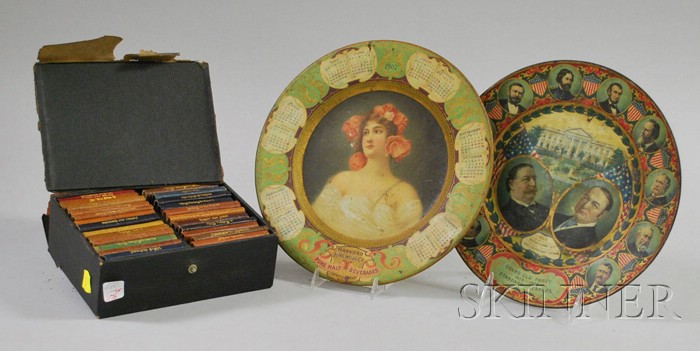 Appraisal: Two Chromolithograph Tin Plates and a Set of Twenty-four Miniature