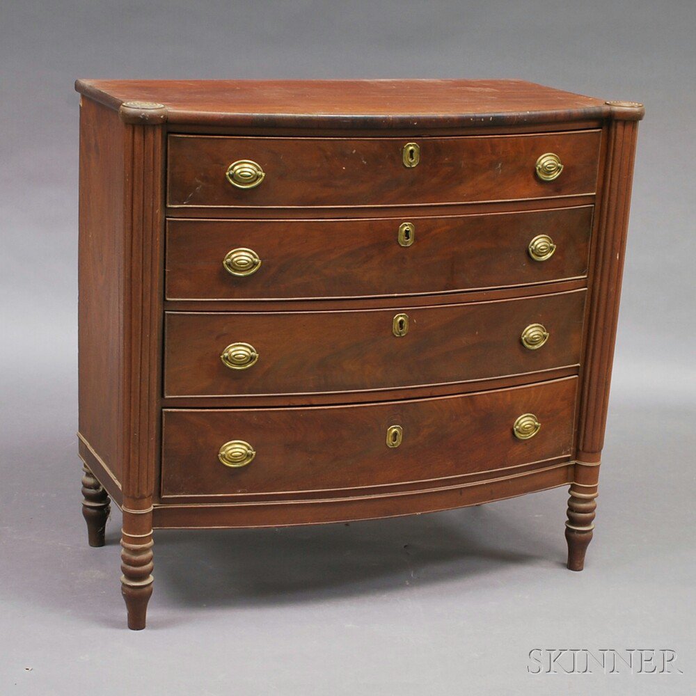 Appraisal: Federal Mahogany Bow-front Chest of Drawers America early th century