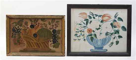 Appraisal: Three American Floral Theorems comprising a watercolor with a hummingbird