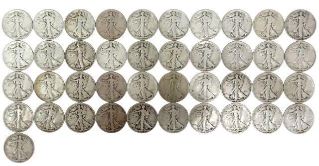 Appraisal: lot of U S Walking Liberty half dollars S D