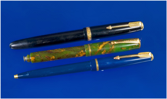 Appraisal: Pens Comprising A Parker Duofold Fitted With A ct Gold