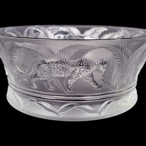 Appraisal: A Lalique Molded and Frosted Glass Jungle Bowl TH CENTURY