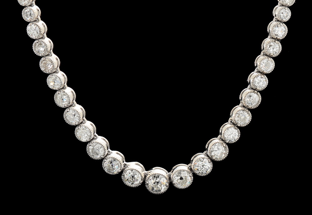 Appraisal: CTW DIAMOND NECKLACE k white gold line of diamonds graduating