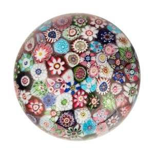 Appraisal: A Miniature Clichy Close Packed Millefiori Glass Paperweight over a