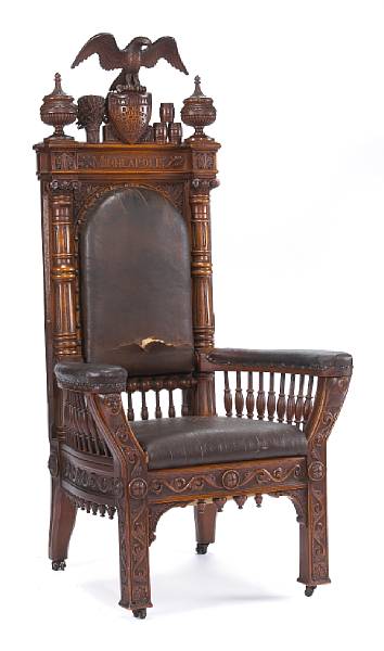 Appraisal: An American oak armchaircarved at the crest Republican National Convention