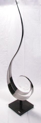 Appraisal: Chrome and glass modern sculpture with marble base musical clef