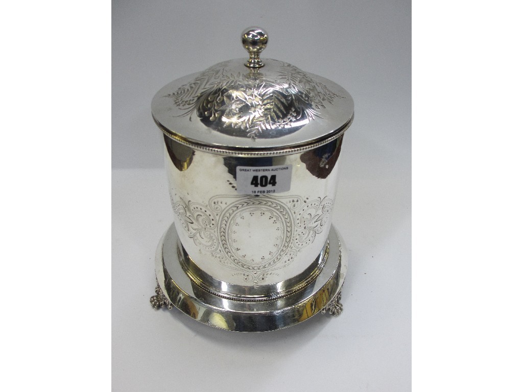 Appraisal: Silver plated biscuit barrel