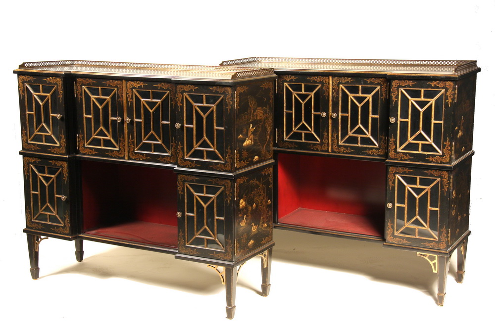 Appraisal: PAIR CUSTOM CABINETS - Pair of Custom Chinese Chippendale Style