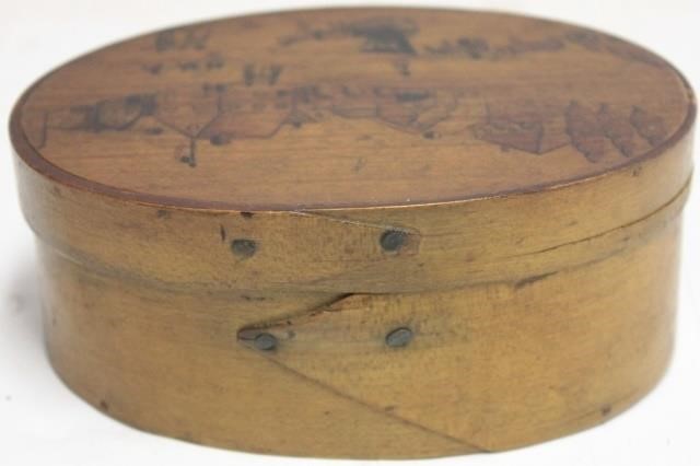 Appraisal: TH C OVAL PANTRY BOX TOP IS DECORATED WITHA WILLIAM