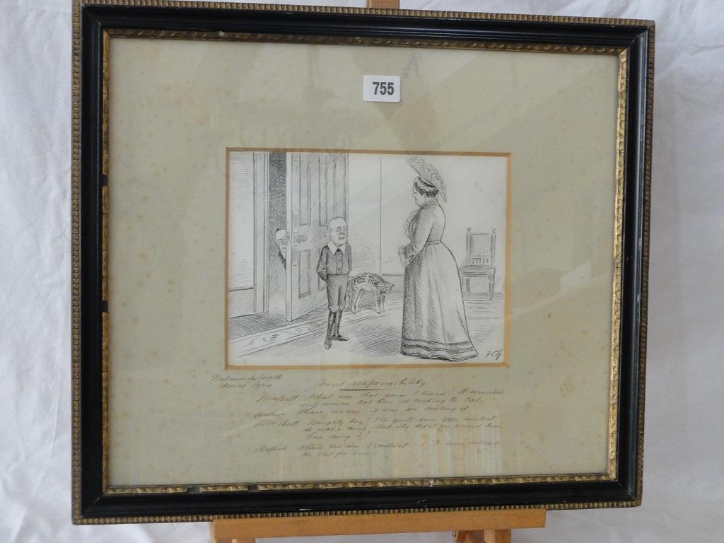 Appraisal: An early th century pen and ink political caricature by