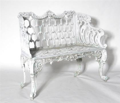 Appraisal: Painted Rococo revival cast iron garden bench With pierced back