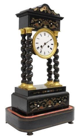 Appraisal: French Napoleon III period portico clock late th c ebonized