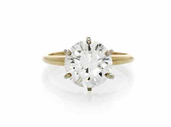 Appraisal: A Karat Yellow Gold and Diamond Solitaire Ring containing one