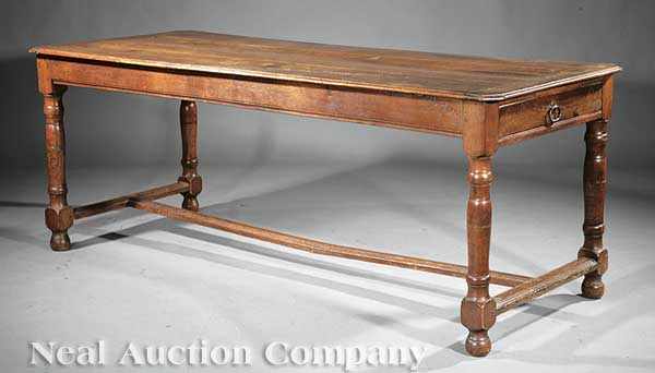 Appraisal: An Antique French Provincial Carved Oak Table th c rectangular