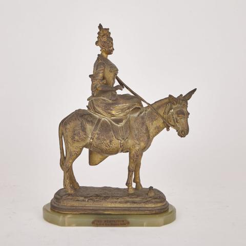 Appraisal: French Gilt Metal Group of a Lady on a Mule