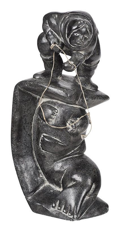 Appraisal: Jimmy Arnamissak Inuit - circa large soapstone carving of a