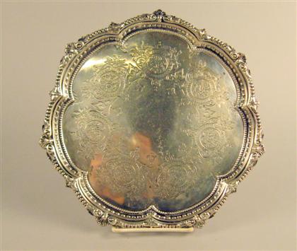 Appraisal: Victorian sterling silver salver martin hall co sheffield Of scalloped