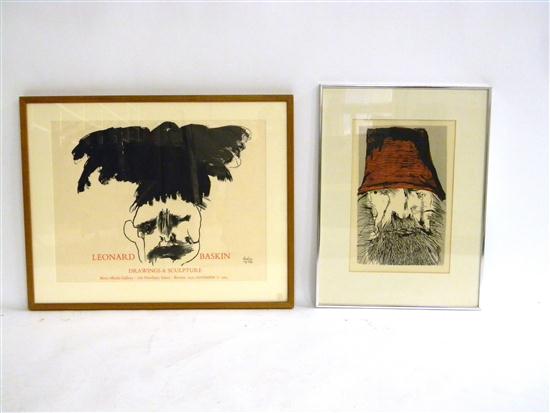 Appraisal: Leonard Baskin - two woodcut the first a man with