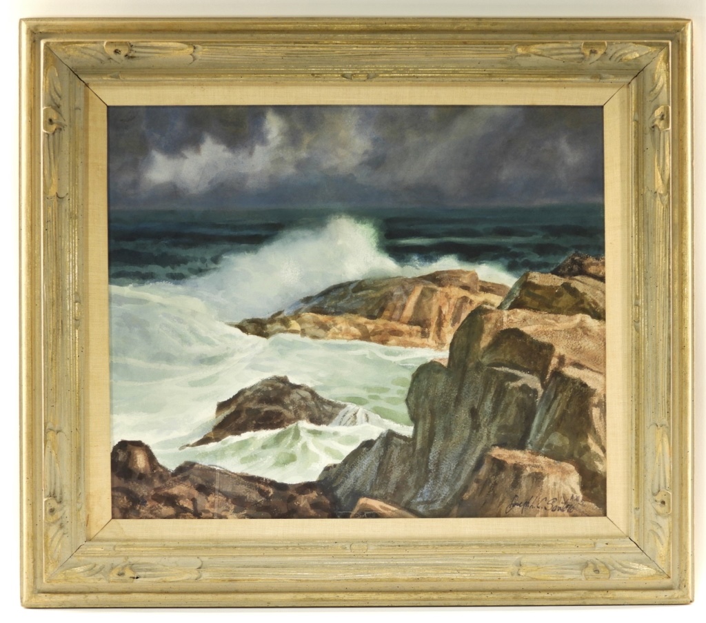 Appraisal: JOSEPH L C SANTORO WC ROCKY COAST PAINTING Massachusetts -