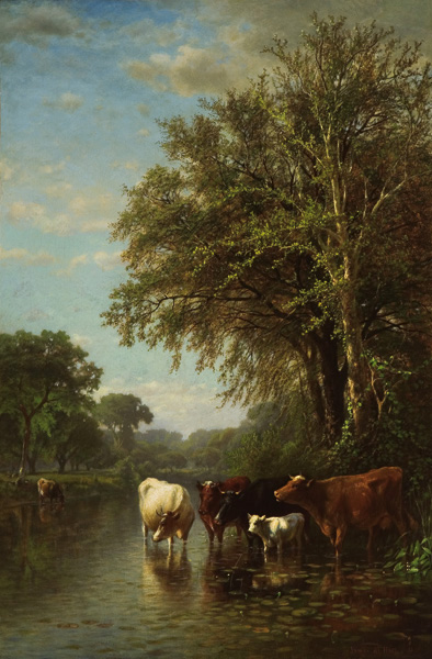 Appraisal: HART JAMES MACDOUGAL American - Cows in a Stream oil