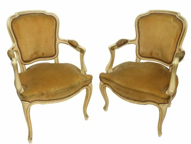 Appraisal: pair Italian Louis XV style parcel gilt and painted armchairs