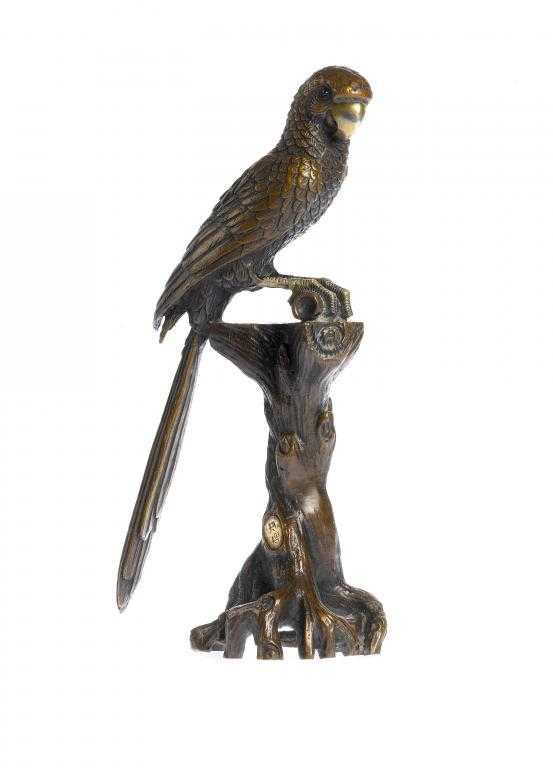 Appraisal: A JAPANESE BRONZE MODEL OF A PARAKEET perched on a