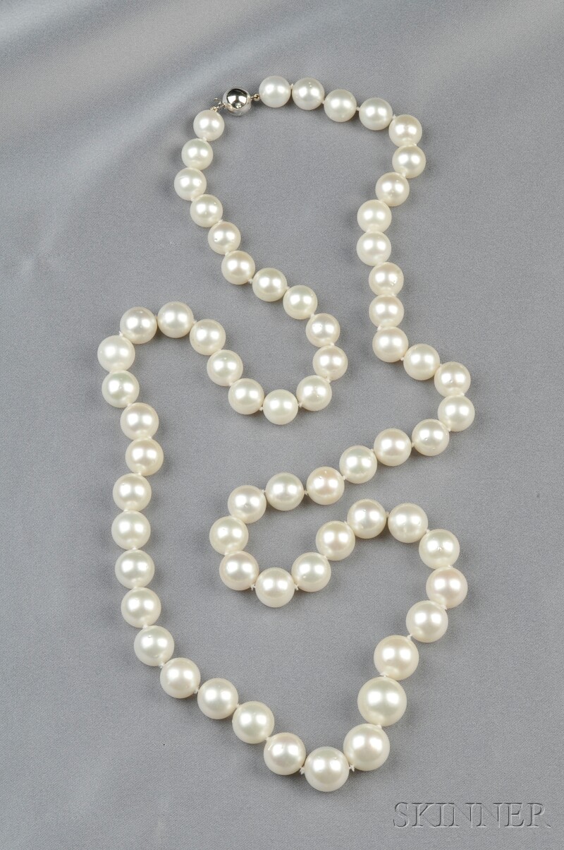 Appraisal: South Sea Pearl Necklace composed of sixty-five pearls graduating in