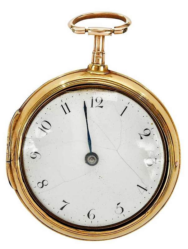 Appraisal: kt Gold Pocket Watch mm case black Arabic numeral hour