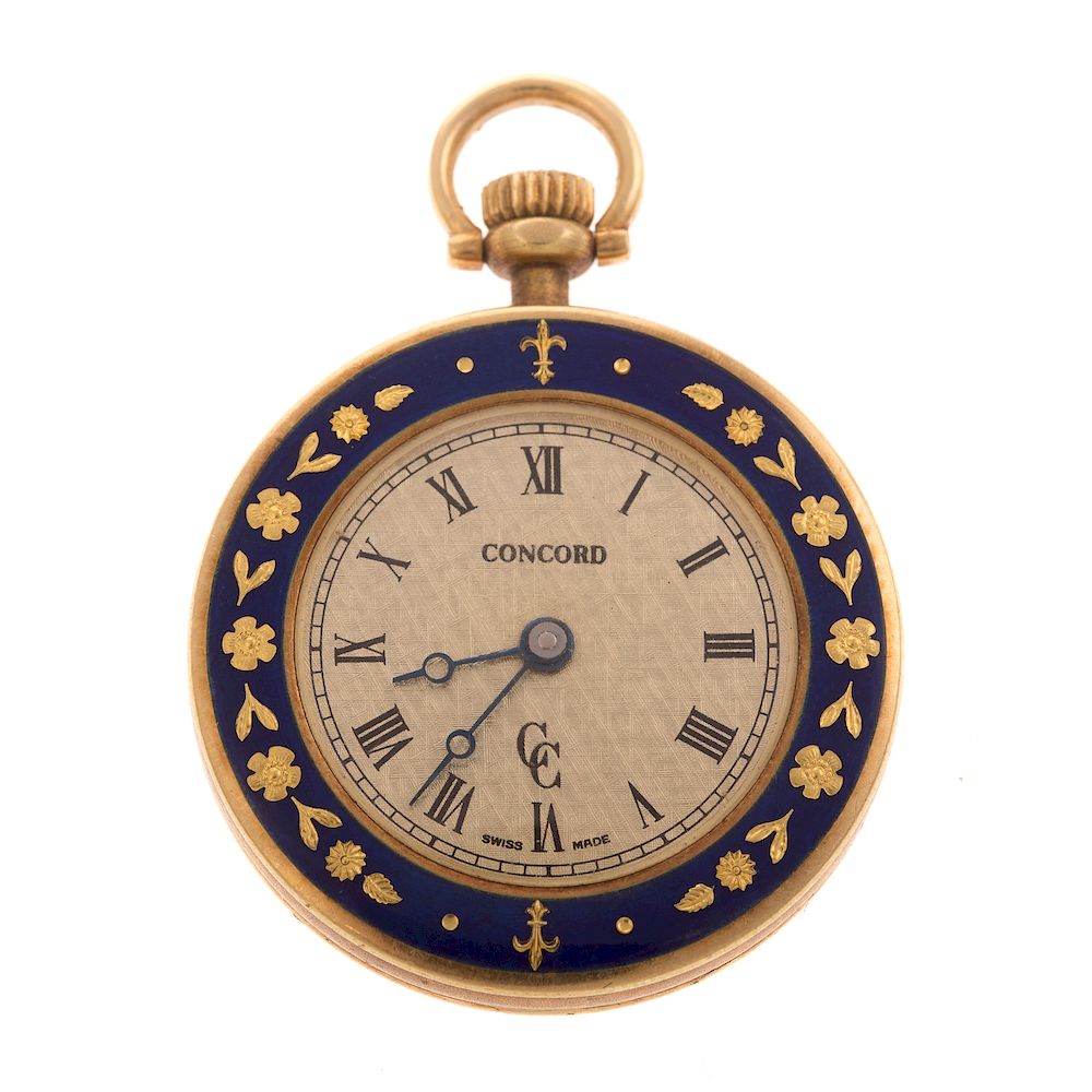 Appraisal: A Ladies Blue Enamel Concord Pocket Watch in K K