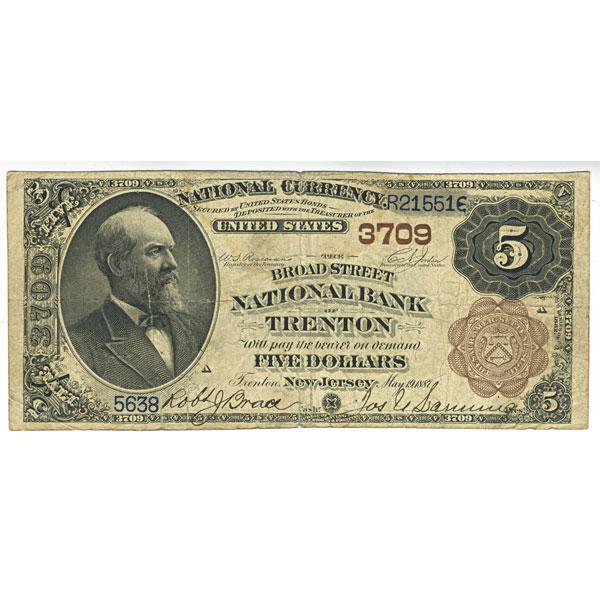 Appraisal: TRENTON NATIONAL NOTE Broad Street National Bank brown seal brown