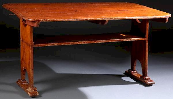 Appraisal: A GOOD EARLY AMERICAN PINE TAVERN TABLE BENCH A GOOD