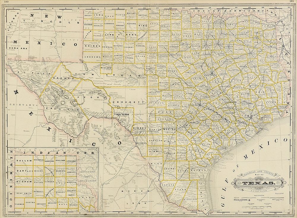 Appraisal: AN ANTIQUE MAP Railroad and County Map of Texas NEW