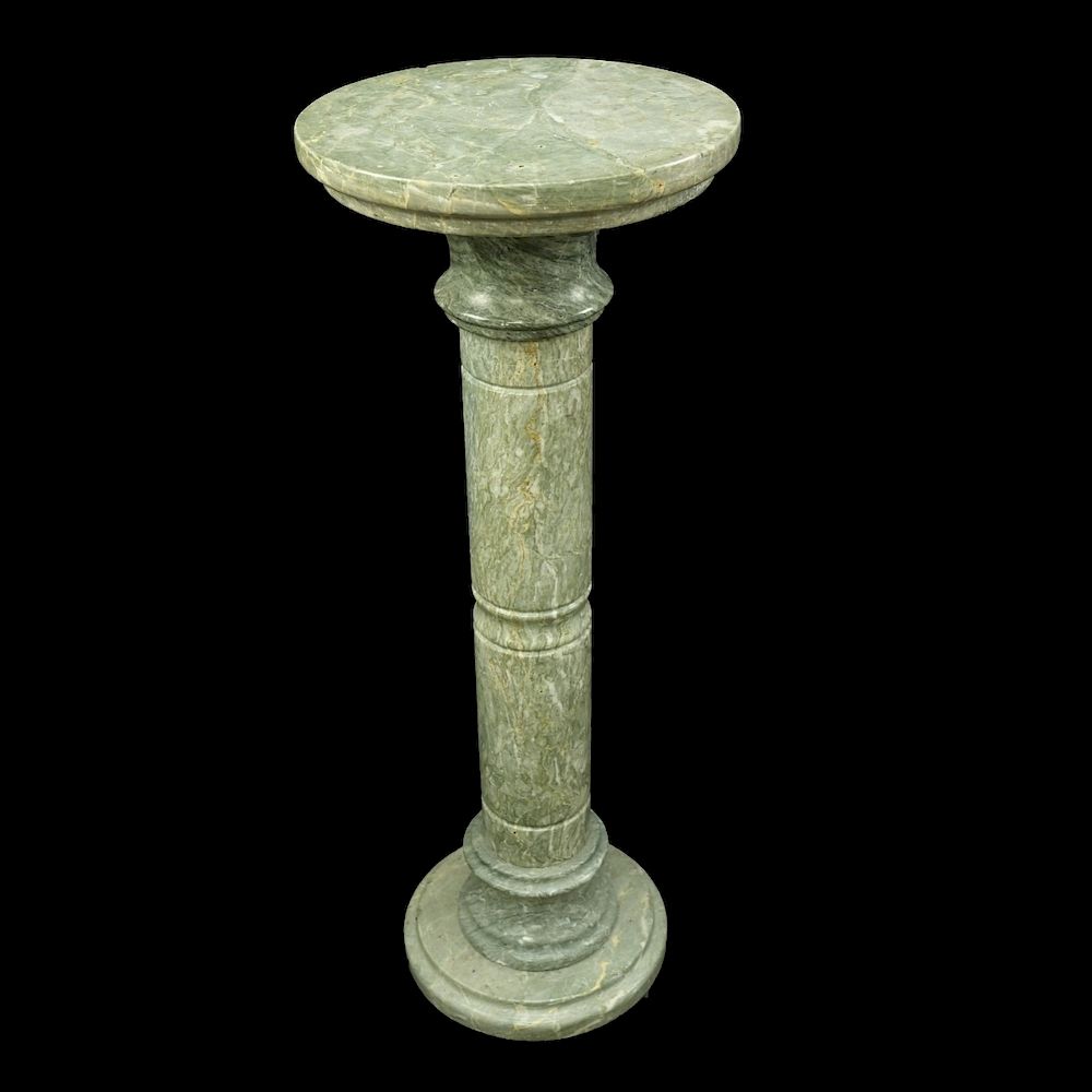 Appraisal: Green Marble Pedestal Mid th Century Green Marble Pedestal Circular