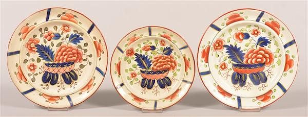 Appraisal: Gaudy Dutch China War Bonnet Pattern Plates Three Gaudy Dutch