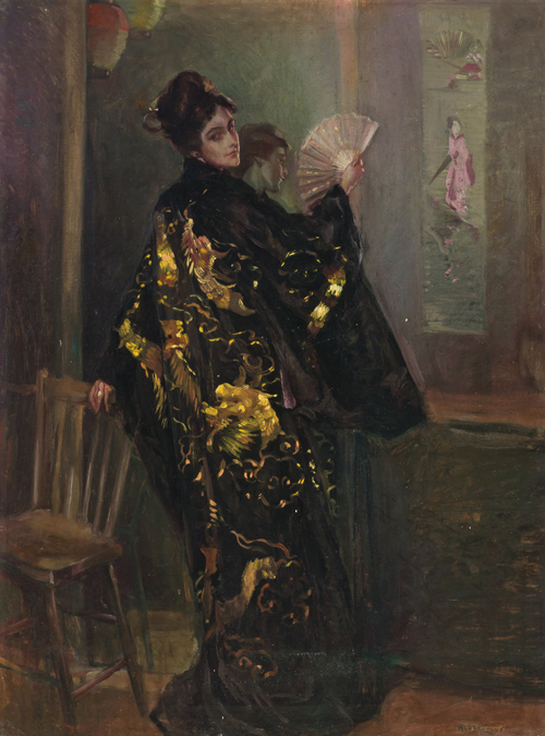 Appraisal: ALEXANDER LEVY American - Woman in a Black Kimono oil