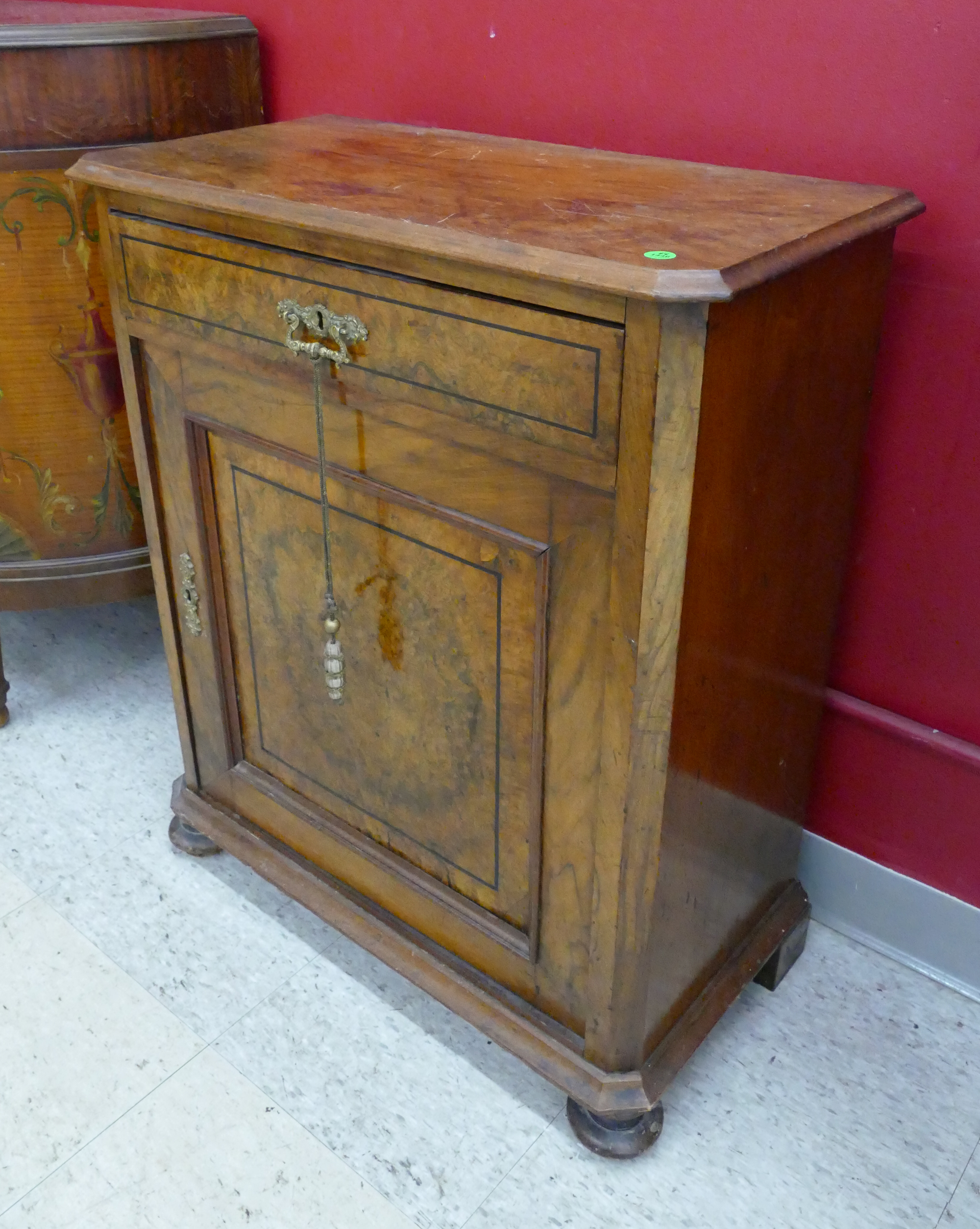 Appraisal: Victorian Burled Walnut Nightstand- x x ''