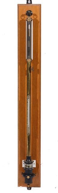 Appraisal: A NEGRETTI ZAMBRA LONDON LACQUERED BRASS FORTIN TYPE STICK BAROMETER