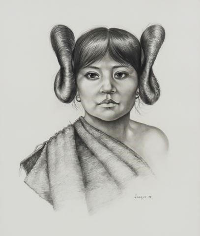 Appraisal: Framed pencil drawing on illustration board Hopi Girl signed lower