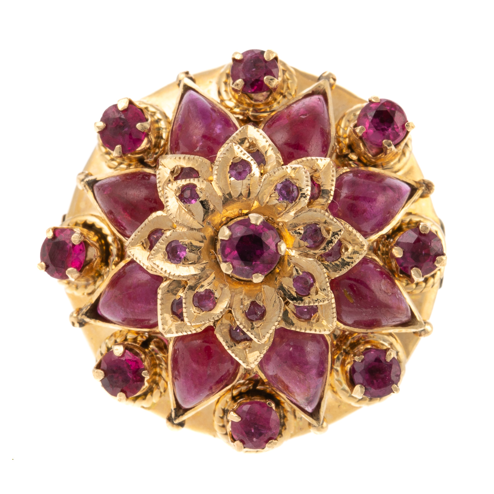 Appraisal: A VINTAGE RUBY PRINCESS HAREM RING IN K K yellow